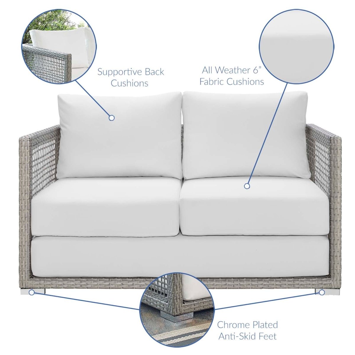 Aura 4 Piece Outdoor Patio Wicker Rattan Set - BUILDMYPLACE