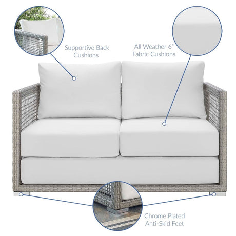 Aura 4 Piece Outdoor Patio Wicker Rattan Set - BUILDMYPLACE
