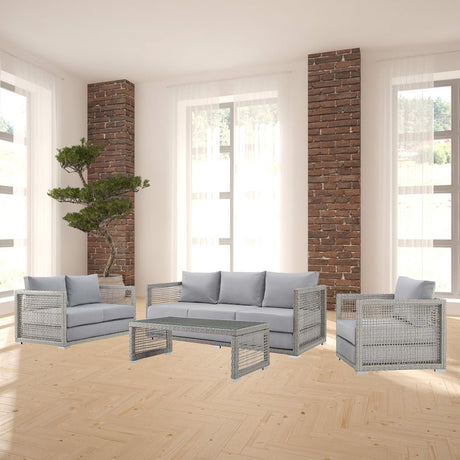 Aura 4 Piece Outdoor Patio Wicker Rattan Set - BUILDMYPLACE