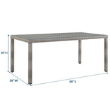 Aura 68 Inch Outdoor Patio Wicker Rattan Dining Table - BUILDMYPLACE