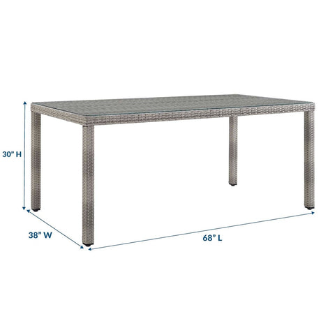 Aura 68 Inch Outdoor Patio Wicker Rattan Dining Table - BUILDMYPLACE