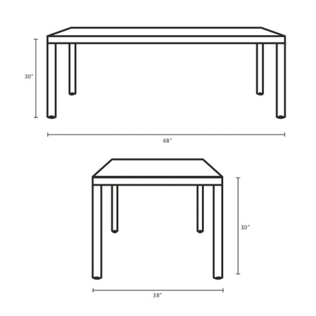 Aura 68 Inch Outdoor Patio Wicker Rattan Dining Table - BUILDMYPLACE