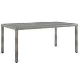 Aura 68 Inch Outdoor Patio Wicker Rattan Dining Table - BUILDMYPLACE