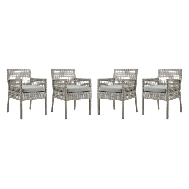 Aura Dining Armchair Outdoor Patio Wicker Rattan Set Of 4 - BUILDMYPLACE