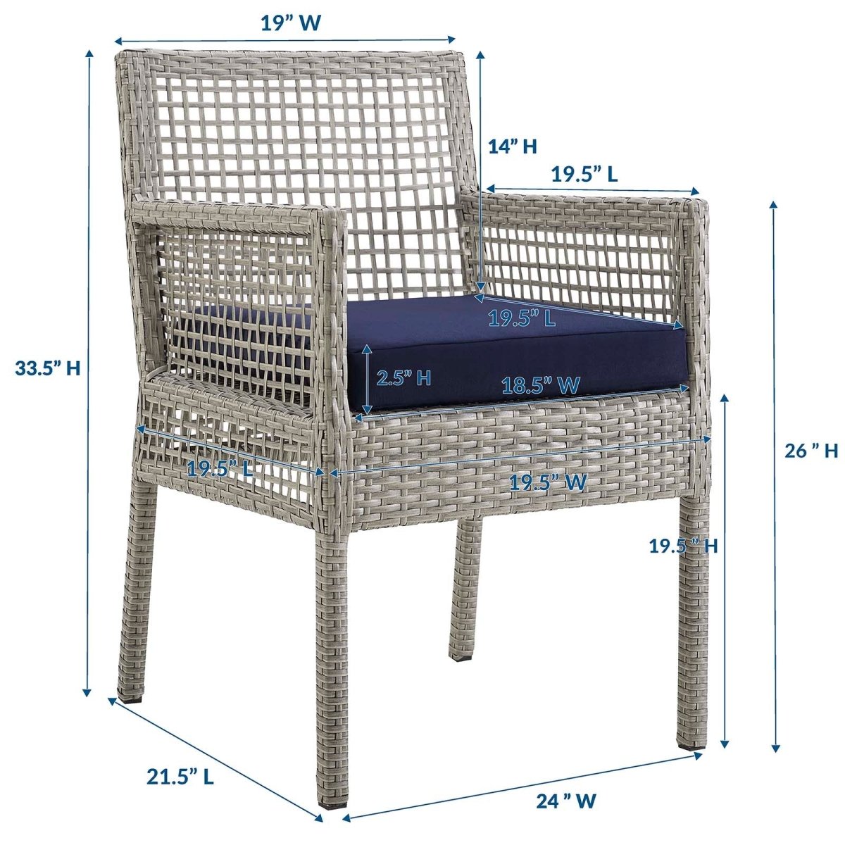 Aura Outdoor Patio Wicker Rattan Dining Armchair - BUILDMYPLACE