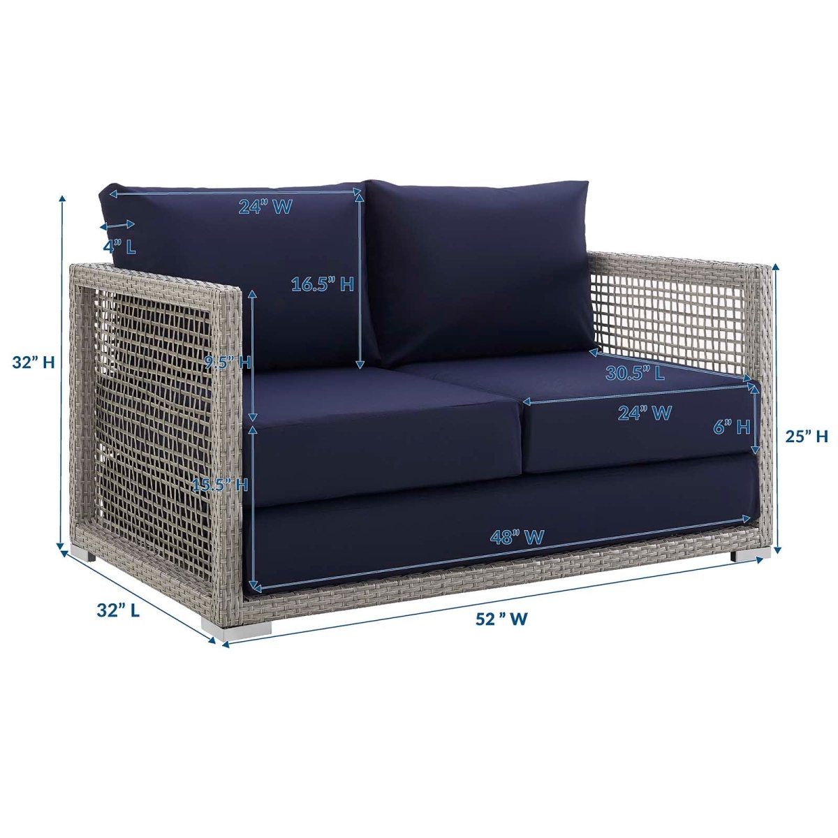 Aura Outdoor Patio Wicker Rattan Loveseat - BUILDMYPLACE