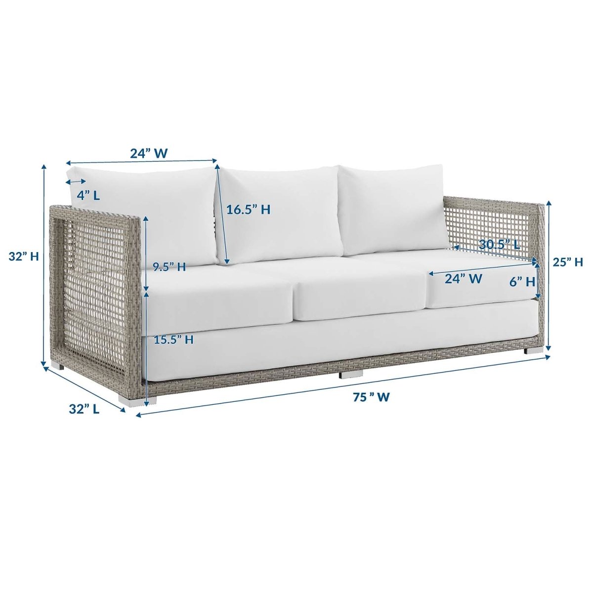 Aura Outdoor Patio Wicker Rattan Sofa - BUILDMYPLACE