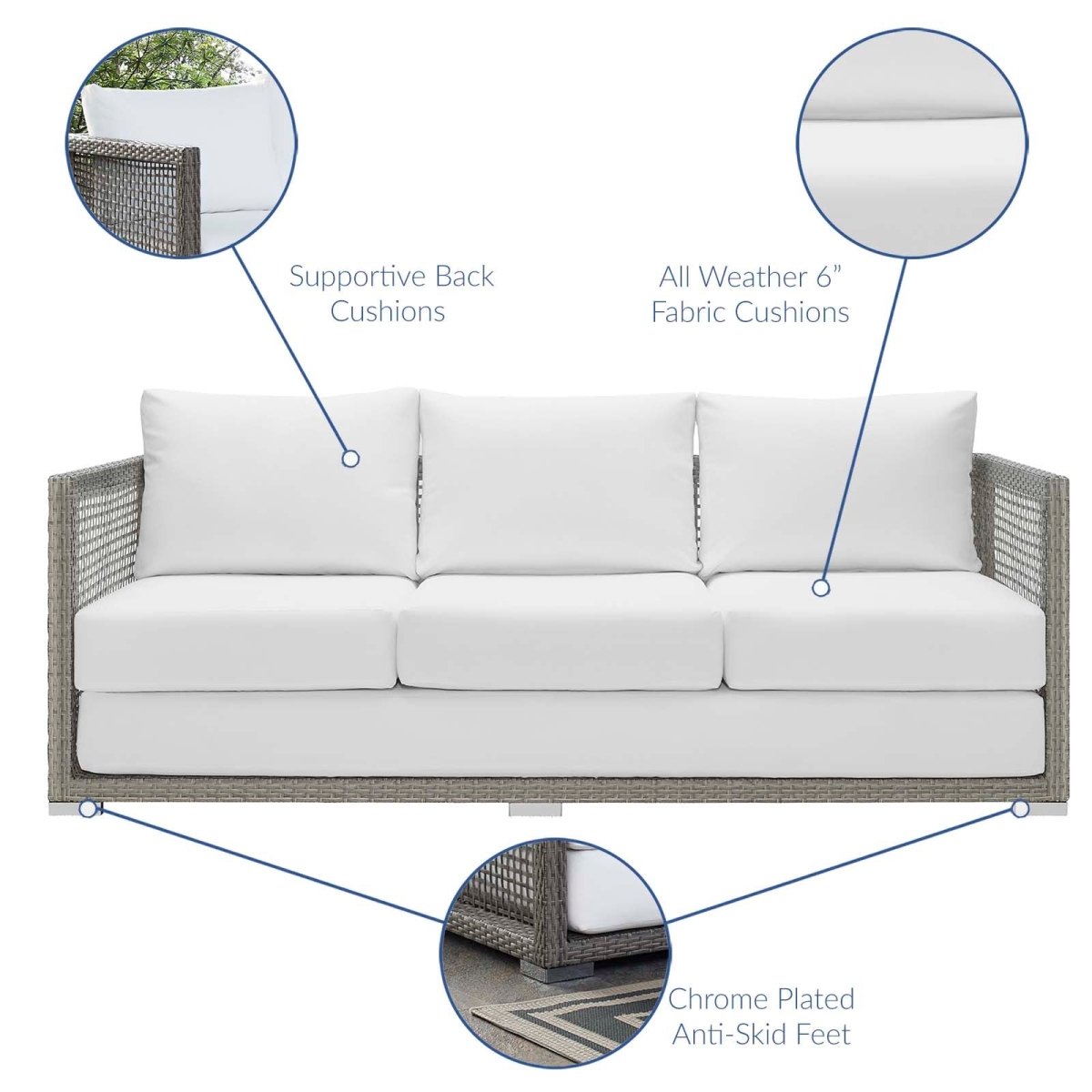 Aura Outdoor Patio Wicker Rattan Sofa - BUILDMYPLACE