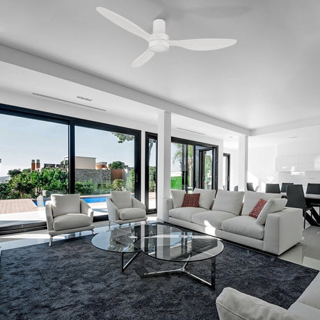 AURORA 52 inch 3 - Blade Flush Mount Smart Ceiling Fan with Remote & LED Light - LEDMyPlace