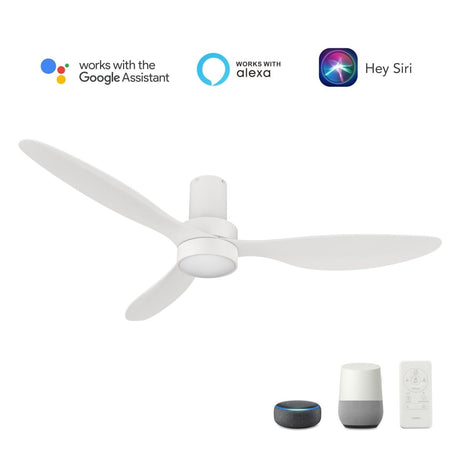 AURORA 52 inch 3 - Blade Flush Mount Smart Ceiling Fan with Remote & LED Light - LEDMyPlace