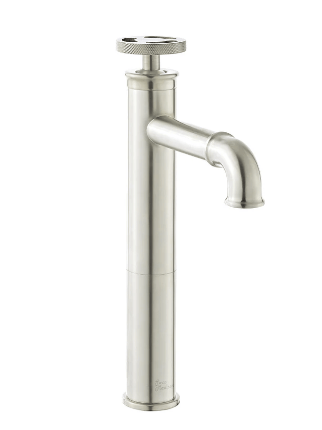 Avallon Single Hole, Single - Handle Wheel, High Arc Bathroom Vessel Sink Faucet in Brushed Nickel - BUILDMYPLACE