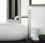 Avallon Single Hole, Single - Handle Wheel, High Arc Bathroom Vessel Sink Faucet in Brushed Nickel - BUILDMYPLACE