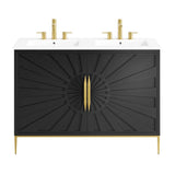 Awaken 48 In. Freestanding Double Sink Bathroom Vanity With Ceramic Sink Top - BUILDMYPLACE
