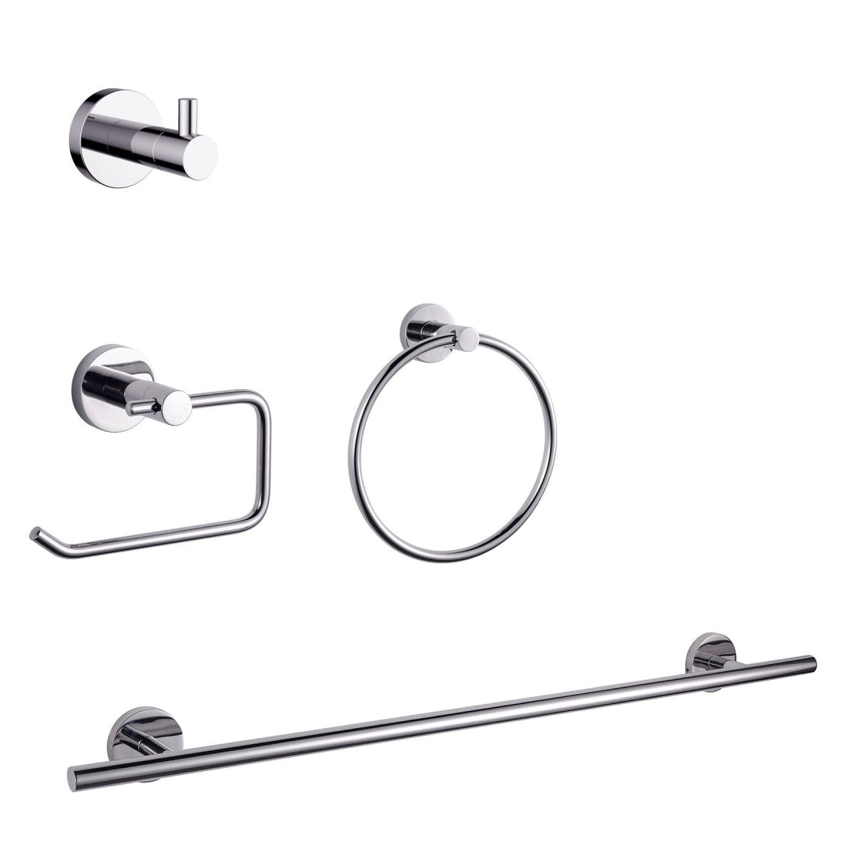 Bagno Nera 4 - Piece Bathroom Accessory Set - Chrome - BUILDMYPLACE