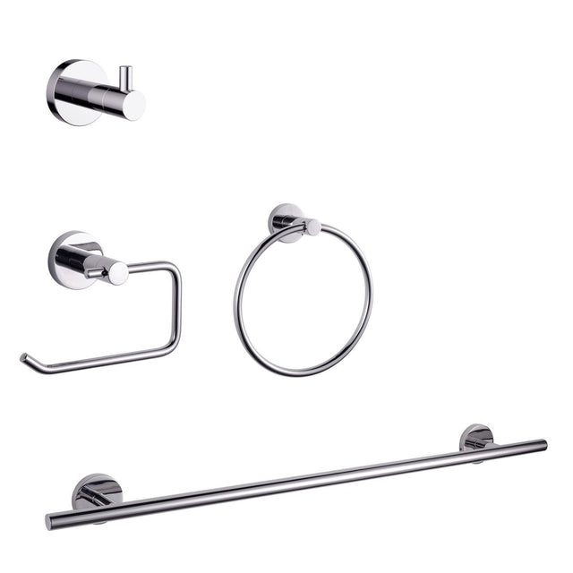 Bagno Nera 4 - Piece Bathroom Accessory Set - Chrome - BUILDMYPLACE