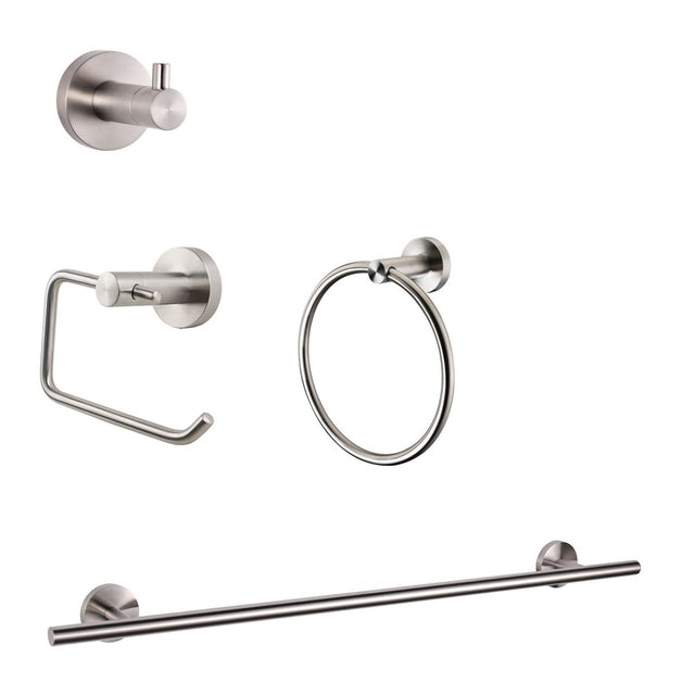 Bagno Nera 4 - Piece Bathroom Accessory Set - Satin Nickel - BUILDMYPLACE