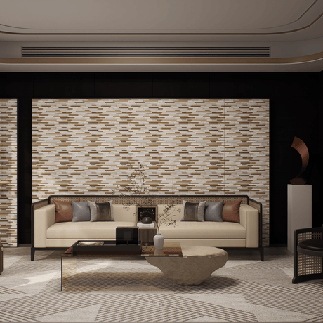 Bamboo Random Strip Glass Stone Blend Mosaic - BUILDMYPLACE