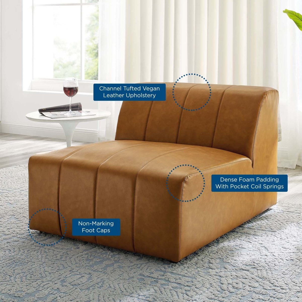 Bartlett Vegan Leather Armless Chair - BUILDMYPLACE