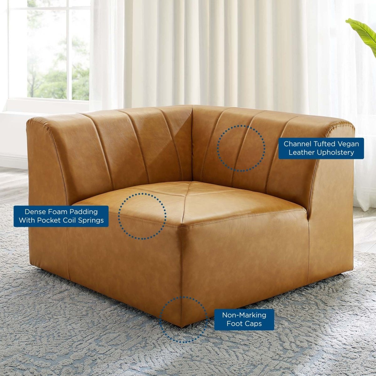 Bartlett Vegan Leather Corner Chair - BUILDMYPLACE