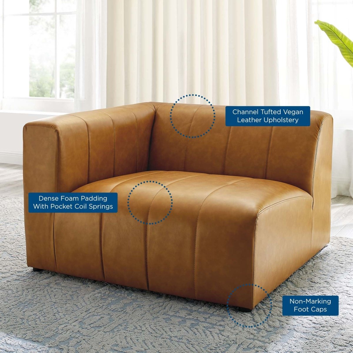 Bartlett Vegan Leather Left - Arm Chair - BUILDMYPLACE