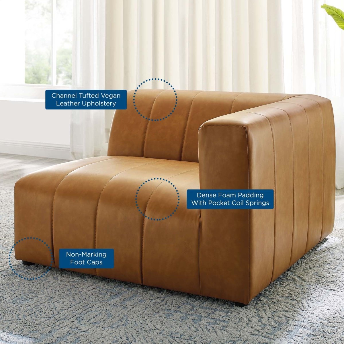 Bartlett Vegan Leather Right - Arm Chair - BUILDMYPLACE