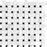 Basketweave Bianco Venatino Honed Marble Mosaic - BUILDMYPLACE