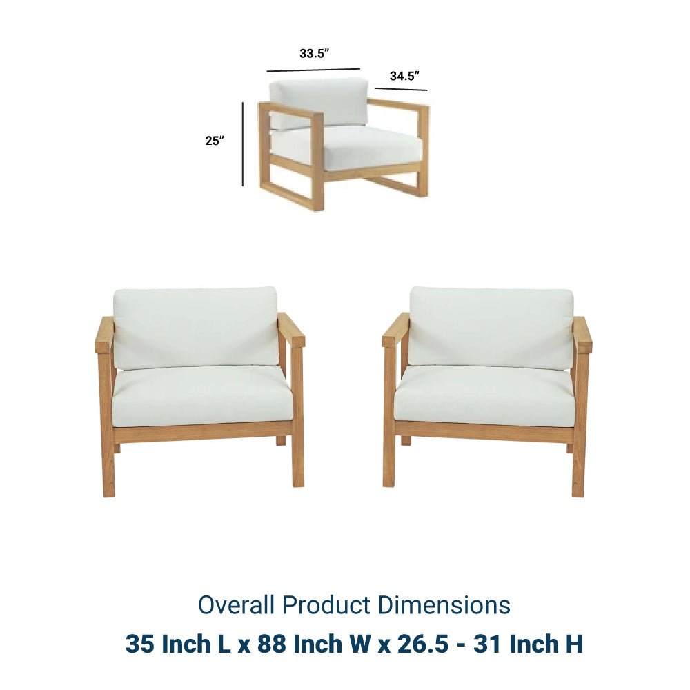 Bayport 2 Piece Outdoor Patio Teak Set - BUILDMYPLACE
