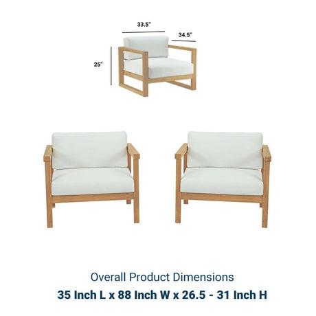 Bayport 2 Piece Outdoor Patio Teak Set - BUILDMYPLACE