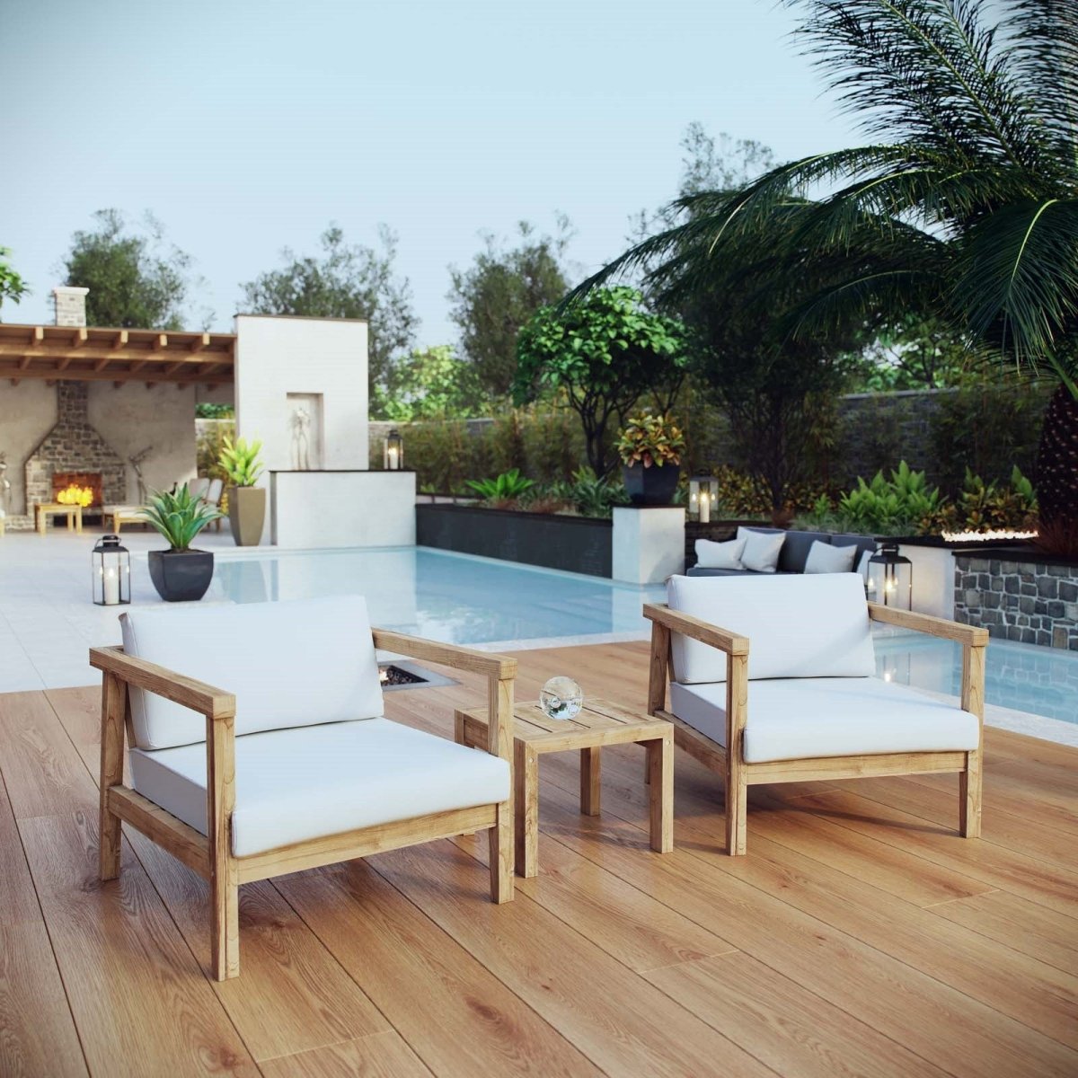 Bayport 3 Piece Outdoor Patio Teak Set - BUILDMYPLACE