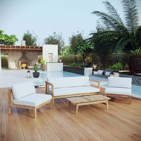 Bayport 4 Piece Armless Outdoor Patio Teak Set - BUILDMYPLACE