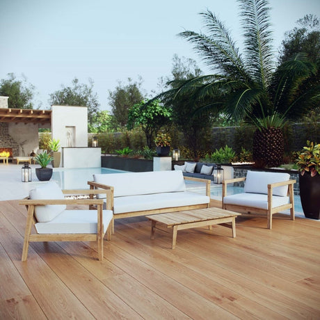 Bayport 4 Piece Outdoor Patio Teak Set - BUILDMYPLACE