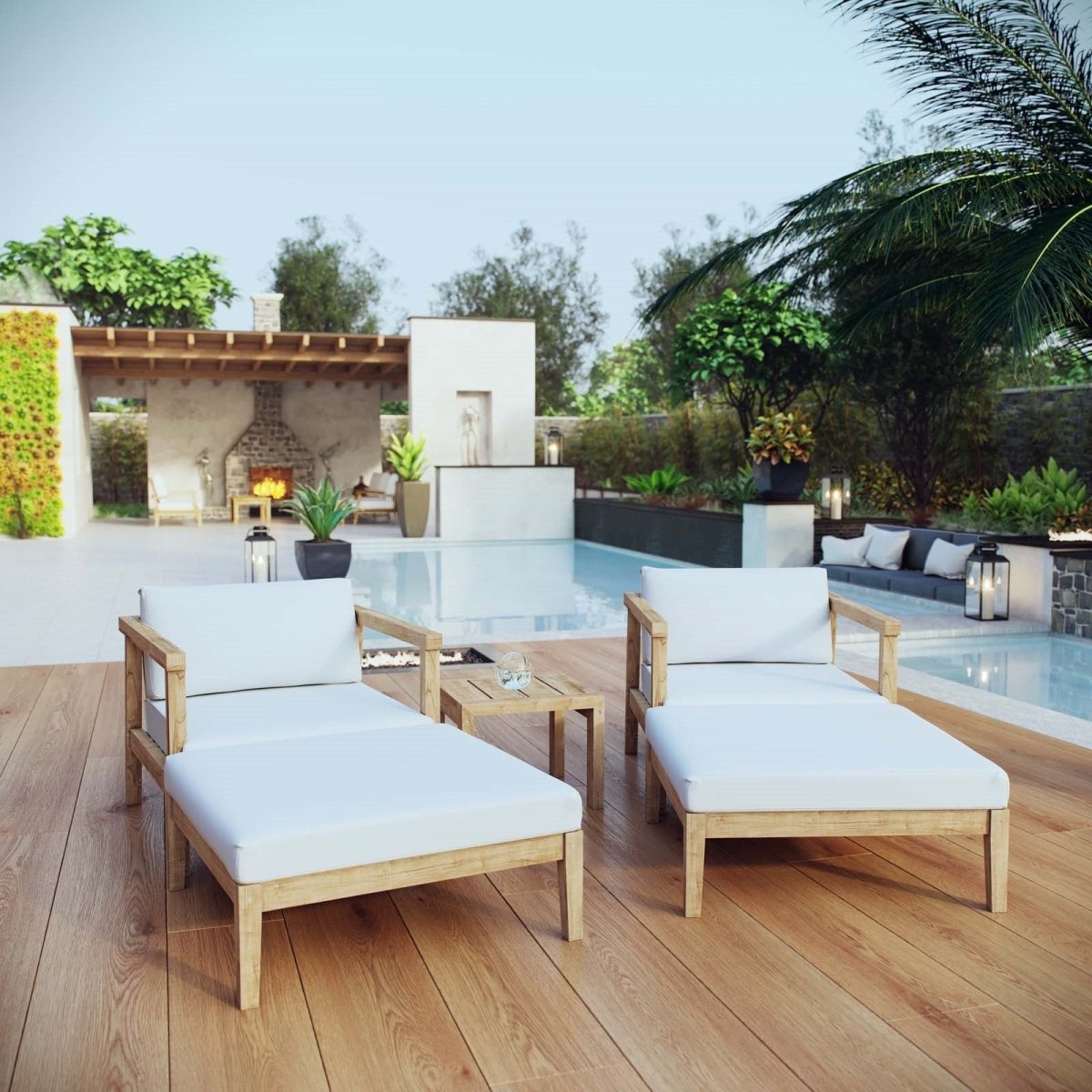 Bayport 5 Piece Outdoor Patio Teak Set - BUILDMYPLACE