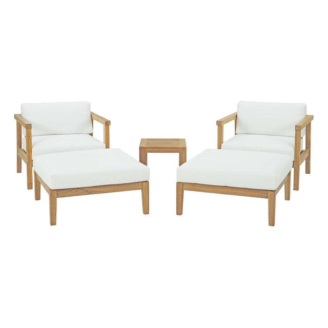 Bayport 5 Piece Outdoor Patio Teak Set - BUILDMYPLACE