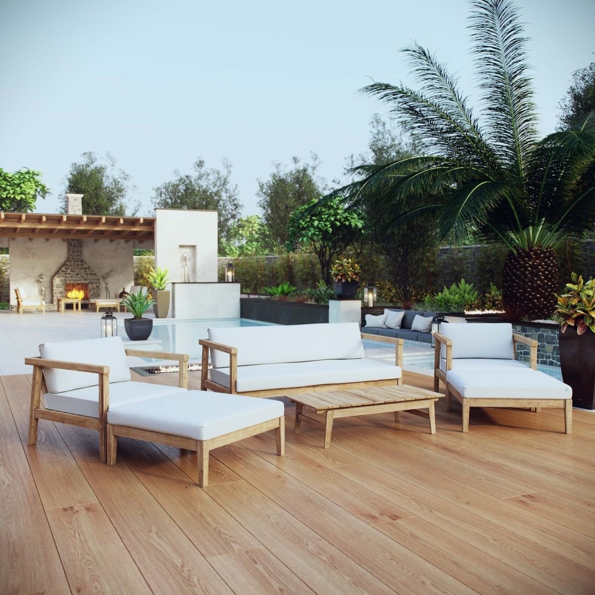 Bayport 6 Piece Outdoor Patio Teak Set - BUILDMYPLACE