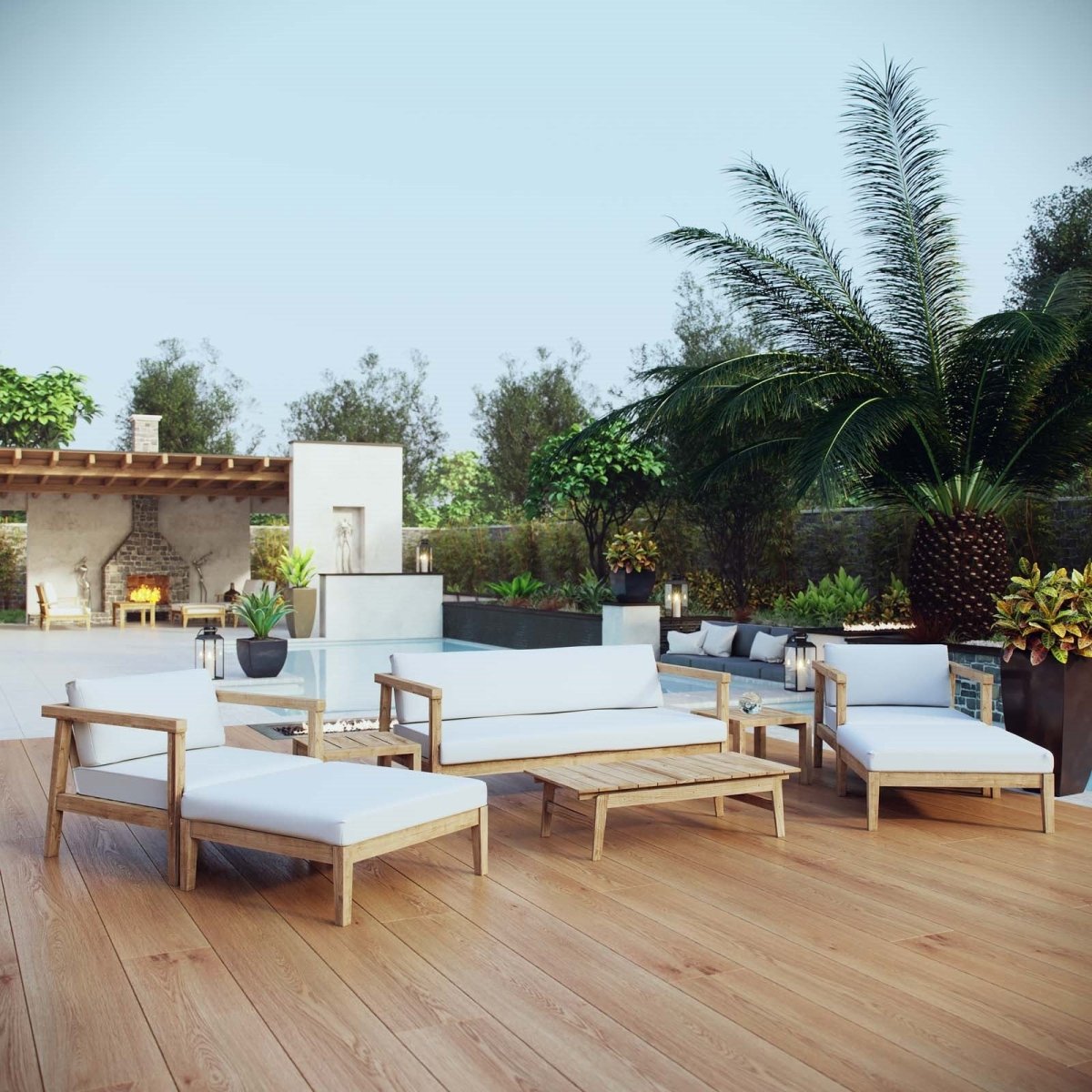 Bayport 8 Piece Outdoor Patio Teak Set - BUILDMYPLACE