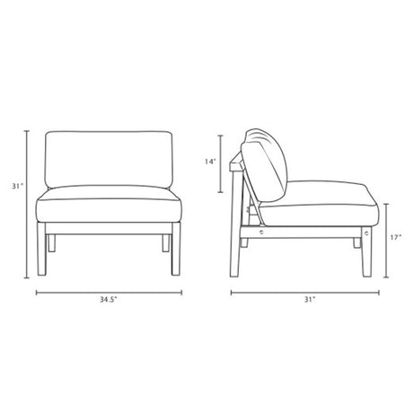 Bayport Outdoor Patio Teak Armless - BUILDMYPLACE
