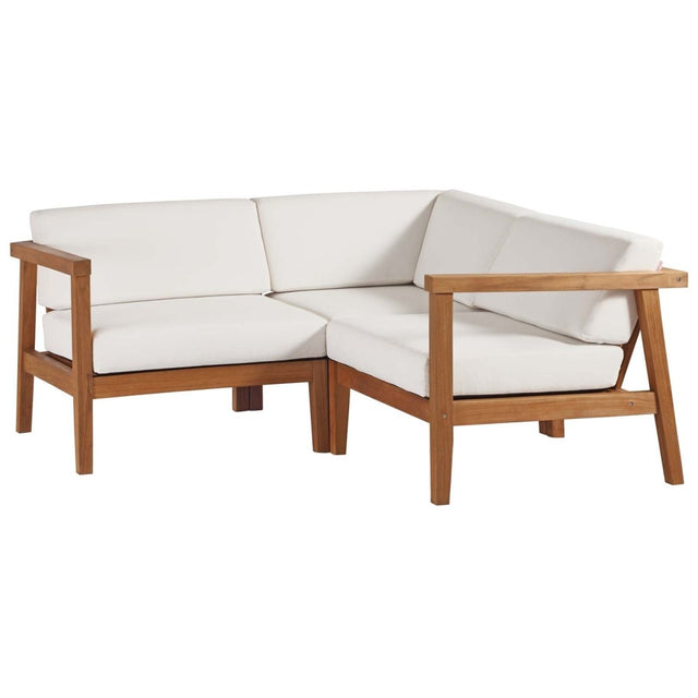Bayport Outdoor Patio Teak Wood 3 - Piece Sectional Sofa Set - BUILDMYPLACE
