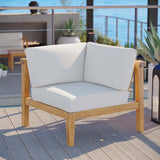 Bayport Outdoor Patio Teak Wood Corner Chair - BUILDMYPLACE