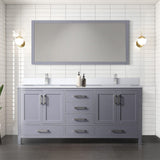 Jacques 72 in. Freestanding Bathroom Vanity with White Quartz Top, White Square Sink