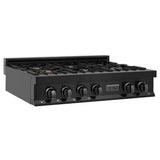 ZLINE 36 in. Legacy Gas Rangetop with 6 Brass Burners and Porcelain Cooktop in Black Stainless Steel (RTB-BR-36)
