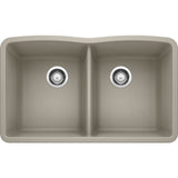 Blanco 32 inch Diamond Double Bowl Undermount Silgranit Kitchen Sink 50/50 - BUILDMYPLACE