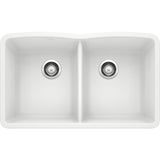 Blanco 32 inch Diamond Double Bowl Undermount Silgranit Kitchen Sink 50/50 - BUILDMYPLACE