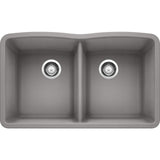 Blanco 32 inch Diamond Double Bowl Undermount Silgranit Kitchen Sink 50/50 - BUILDMYPLACE