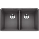 Blanco 32 inch Diamond Double Bowl Undermount Silgranit Kitchen Sink 50/50 - BUILDMYPLACE