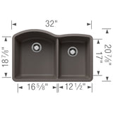 Blanco 32 inch Double Bowl Undermount Kitchen Sink - 60/40 - BUILDMYPLACE