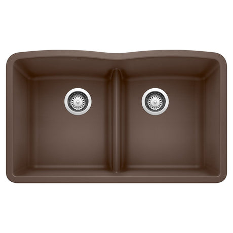Blanco 32 inch Equal Double Bowl Kitchen Sink with Low Divide - BUILDMYPLACE