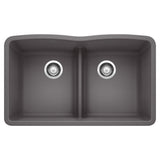 Blanco 32 inch Equal Double Bowl Kitchen Sink with Low Divide - BUILDMYPLACE