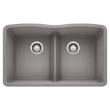 Blanco 32 inch Equal Double Bowl Kitchen Sink with Low Divide - BUILDMYPLACE