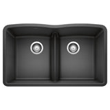 Blanco 32 inch Equal Double Bowl Kitchen Sink with Low Divide - BUILDMYPLACE