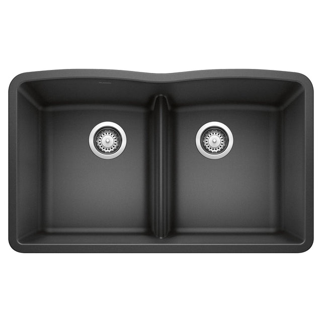 Blanco 32 inch Equal Double Bowl Kitchen Sink with Low Divide - BUILDMYPLACE